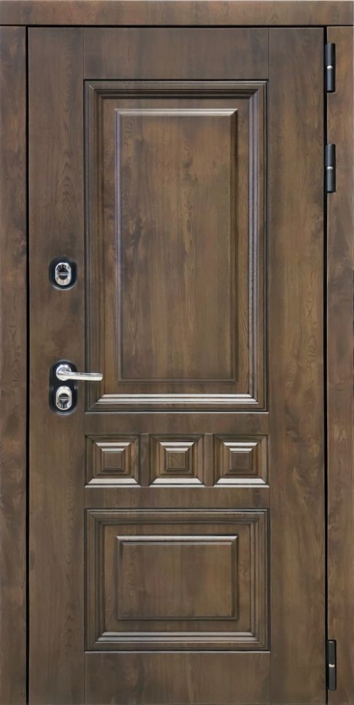 Входная дверь ДвериПРО Аура Д-19 (16мм, Грецкий орех + черная патина винорит) DPRO196655 внешняя сторона